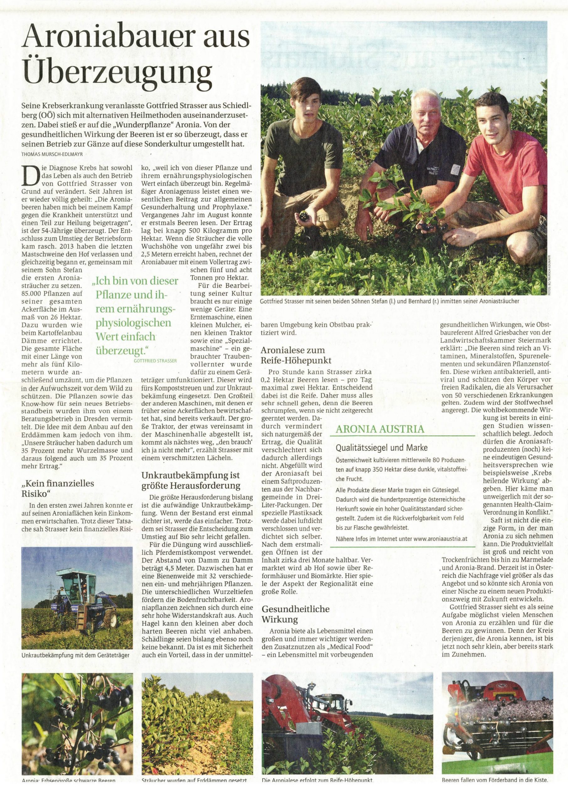 Reportage über AroniaGut in der Bauernzeitung